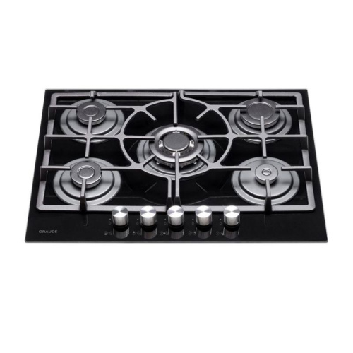 Встраиваемая варочная панель Graude/ Газ, 70 см, 5 конфорок, механическое управление, черный цвет фото 3