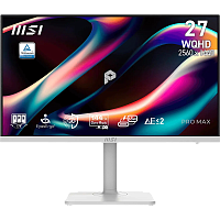 9S6-3PF54H-021 Монитор/ MSI PRO MAX 271QPHW E14 27'', 2560x1440, IPS, 178x178, 300nit, 144Hz, 4ms, 2HDMI/DP, 1USB-C, 2USB-A, Audio out, 2x3W, LTSP, IntPWR, 75x75VESA, White, 1y