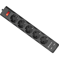 99753 Сетевой фильтр Defender DFS 753 3,0 м, 5 розеток, 2xUSB, 2.1A
