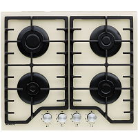 Встраиваемые газовые панели Graude/ Газ,  Ш х В х Г= 590 х 45 х 515 мм, закаленное стекло , Управление с помощью поворотных переключателей, бежевый