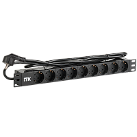 PH22-9D1-P PDU 9 розеток DIN49440 (нем. cтанд.) 1U, шнур 2м вилка DIN49441 (нем. станд.), профиль из ПВХ, черный
