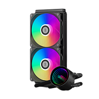 DA240V2ARGBBK Система охлаждения/ Water Cooling System PCCooler DA240 V2 ARGB BK (270W, 240mm, LED, Black, ARGB/ Fans: 2x120mm, 80.74CFM, 36.5dBA, 2000RPM/ Pump height 54.3mm, 15dBA, 2600RPM, Rad thickness 27mm/ S: 1851, 1700, 1200, 115X, AM5, AM4)
