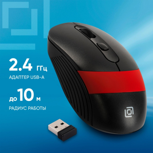 1869093 Мышь Oklick 310MW черный/красный оптическая 3200dpi беспров. USB для ноутбука 4but (1869093) фото 2 1869093 Мышь Oklick 310MW черный/красный оптическая 3200dpi беспров. USB для ноутбука 4but (1869093) фото 2