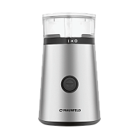 MF-522S Кофемолка MAUNFELD/ Кофемолка, 150 Вт, металл, съемный контейнер для молотого кофе, защита от включения при снятой крышке, помол специй, цвет нержавеющая сталь