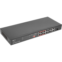 TL-SL1218P Коммутатор/ 16-port 10/100Mbps unmanaged switch, 16 PoE+ ports, 1GB RJ-45 + 1 RJ-45/SFP combo slot, 150W PoE budget