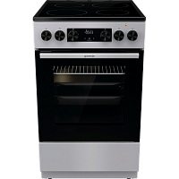 Плита Gorenje/ Плита Gorenje, полезный объем 70 л, эргономичные переключатели, сенсорный программатор IconLED, эмаль SilverMatte, очистка паром, индикатор остаточного тепла для каждой конфорки, телескопические направляющие, дверца CompactDoor 2 стекла + 1