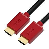 GCR-HM450-1.8m GCR Кабель 1.8m HDMI Ultra HD 4K 60Hz, Full HD, 3D, черный, красные коннекторы, 24K GOLD, 30/30 AWG, 2 Х экран