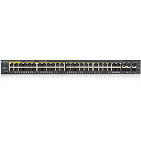 GS192048HPV2-EU0101F Коммутатор/ ZYXEL GS1920-48HPv2 Hybrid Smart switch PoE+ ZYXEL Nebula Flex, 44xGE PoE+, 4xCombo (SFP/RJ-45 PoE+), 2xSFP, budget PoE 375W, Standalone / cloud management
