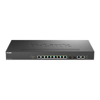 DMS-1250-12TP/A1A/6KV Коммутатор/ Управляемый L2 PoE-коммутатор, 8x2.5GBase-T PoE, 2x10GBase-T, 2x10GBase-X SFP+, PoE-бюджет 240 Вт, защита от статического электричества до 6 кВ, CLI, консольный порт RJ-45