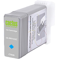 -/ Картридж струйный Cactus CS-PFI102C синий (130мл) для Canon IP iPF500/iPF600/iPF700/ MFP M40/iPF765/