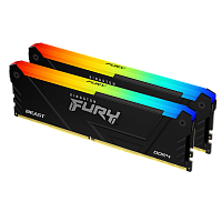 KF432C16BB12AK2/32 Память оперативная/ Kingston 32GB 3200MT/s DDR4 CL16 DIMM (Kit of 2) 1Gx8 FURY Beast RGB