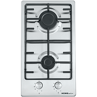 Газовая домино HOMSair/ Варочная поверхность домино, газ, 2 конфорки, решетки: чугун, автоподжиг, конфорки ALBEK, нержавеющая сталь