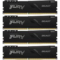 KF432C16BBK4/64 Память оперативная/ Kingston 64GB 3200MT/s DDR4 CL16 DIMM (Kit of 4) FURY Beast Black