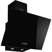 ASTRA60Noir Наклонная вытяжка MONSHER/ Настенная наклонная вытяжка, ширина 60 см, отвод/рециркуляция, 1100 м3/час, механическое кнопочное управление, 3 скорости, светодиодное освещение 2*1 Вт, металлические жироулавливающие фильтры, угольный фильтр KM 101