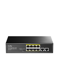 GS1010P Коммутатор/ 8 RJ-45 10/100/1000M PSE ports +2 RJ45 10/100/1000 Uplink Port Unmanaged PoE+ Switch 120W, CCTV/VLAN mode support, long distance:250M at CCTV mode. 802.3af/at standard, Aternative 1/2(+),3/6(-), Rack-mountable Steel Case, Watchdog, 120
