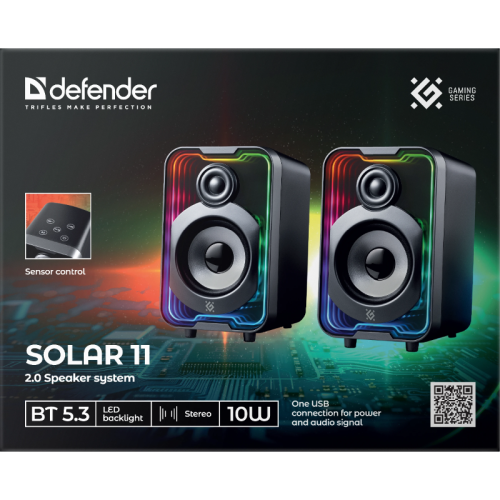 65811 Defender Акустическая 2.0 система Solar 11 10Вт, BT/RGB, питание от USB фото 9