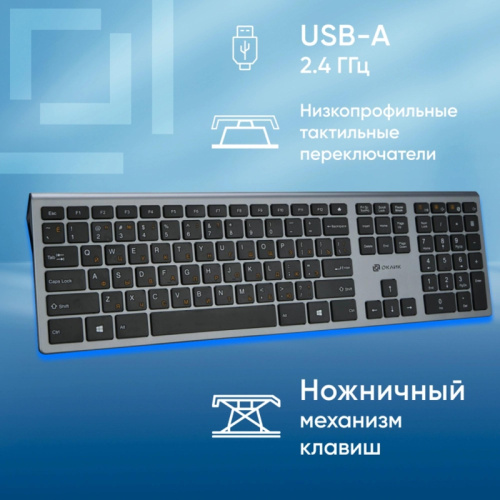 1784239 Клавиатура Oklick 890S серый/черный USB slim Multimedia (1784239) фото 2 1784239 Клавиатура Oklick 890S серый/черный USB slim Multimedia (1784239) фото 2