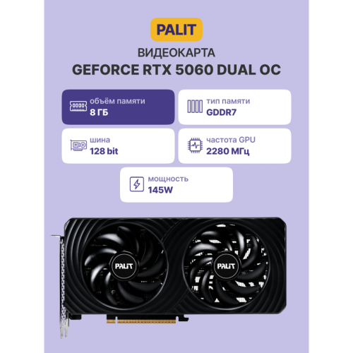 NE75060S19P1-GB2063D Видеокарта/ PA-RTX5060 DUAL OC 8GB PALIT фото 13