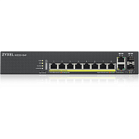 GS2220-10HP-EU0101F Коммутатор/ ZYXEL NebulaFlex Pro GS2220-10HP Hybrid L2 PoE+ Switch, 19 "rack, 8xGE PoE+, 2xCombo (SFP / RJ-45), 180W PoE Budget, Standalone / Cloud Management