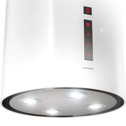 LeeIsla(sensor)39white Вытяжка MAUNFELD/ Островная, потолочный монтаж, цилиндрическая, 38 см, 1000 м3/ч, белый цвет фото 2