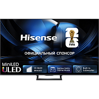 65U7S Телевизор ЖК 65'' Hisense/ 65", Ultra HD, Mini LED, ADS, Local Dimming Zones 260, 4K 48-144Hz, 2K 48-288Hz, Smart TV (HomeOS U9), Wi-Fi, DVB-T2/T/C/S2/S, HDR 10+, Dolby Vision, Dolby Atmos, Bluetooth, 2.1ch 2*10W(Main)+20W(Subwoofer), 600 nits, 1000