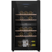 Винный шкаф MAUNFELD/ Винный шкаф MAUNFELD MFWC-85D28, ВхШхГ 875х480х435 мм, 28 бутылок, от 5 ° C до 22 ° C, отдельностоящий, полезный объем 80 л, электронный термостат, индикация температуры, диапазон влажности 50-80%, вентилятор для распределения темпер