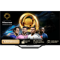 55U7NQ Телевизор ЖК 55'' Hisense/ 55", Ultra HD, Mini LED, 120 Hz /144 Hz(VRR), Smart TV (ОС VIDAA U7.6), Wi-Fi, DVB-T2/T/C/S2/S, HDR 10+, Dolby Vision, Dolby Atmos, Bluetooth, 2.1ch 2х10W+20W, CI+(1.4), 4хHDMI, 2хUSB, Works with Alexa, Alexa Built-in, GA