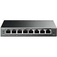 TL-SG108PE Коммутатор/ 8-Port Gigabit Easy Smart PoE Switch, 8 Gigabit RJ45 ports including 4 PoE ports, IEEE802.3af, 55W PoE power supply, MTU/Port/Tag-based VLAN, QoS, IGMP Snooping, Port Trunk, steel case