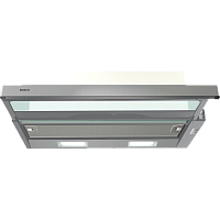 DFT63CA50Q Serie 2, встраивамая вытяжка с выдвижным экраном, 60 см, серебристый металлик, производительность до 300 м3/ч, режим отвода/циркуляции, 3 ступени мощности, кулисные переключатели, LED-освещение