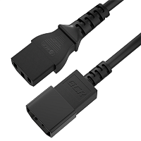 GCR-54322 GCR PRO Кабель питания удлинитель черный, 3.0m, С13 - С14, 3*0,5mm, медь