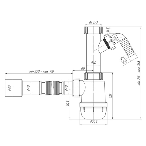 112.0443.223 Franke 112.0443.223/ Better, Сифон, с подкл. к стир.машине фото 2
