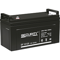 SF12120 Аккумуляторная батарея/ Battery SECURITY FORCE SF series, SF 120, voltage 12V, capacity 120Ah (discharge 20 hours), max. Discharge current (5 sec.) 70A, max. Charging current 29A, AGM type lead acid, M8 bolt terminals, LxWxH 410 x 176 x 224mm, wei