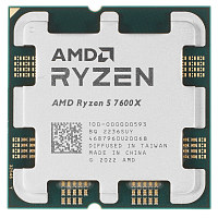100-000000593 Центральный Процессор AMD RYZEN 5 7600X OEM (Raphael, 5nm, C6/T12, Base 4,70GHz, Turbo 5,30GHz, RDNA 2 Graphics, L3 32Mb, TDP 105W, SAM5)