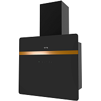 KHC69131GCN Вытяжка Korting/ Ширина 60 см, вертикального типа, электронное сенсорное управление Touch, 5 режимов, 950 м3/ч., таймер, пульт ДУ, алюминиевые жировые фильтры, LED освещения, черное стекло + медь