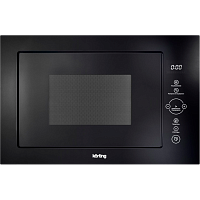 KMI825TGN Встраиваемая микроволновая печь Korting/ 38.8х59.4х37.4 см, 25 л, 900 Вт, гриль: 1000 Вт, сенсорное управление, LED дисплей, 8 автопрограмм, черное стекло