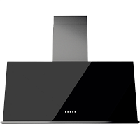 KHC95330GN Вытяжка Korting/ Ширина 90 см, вертикального типа, механическое кнопочное управление, 3 режима, 550 м3/ч., алюминиевые жировые фильтры, лампы освещения LED, декоративная металличская полочка черного цвета, черное стекло