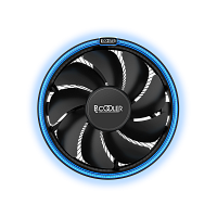 E126MB Кулер для процессора/ CPU Cooler PCCooler E126M B (92W, 4-pin PWM, 70mm, Al/Cu, -mm, Blue LED, 1x120mm, 56CFM, 26.5dBA, 1800RPM, S: 1700/1200/115X, AM5/AM4, black)