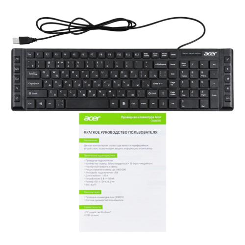 ZL.KBDEE.002 Клавиатура Acer OKW010 черный USB slim Multimedia (ZL.KBDEE.002) фото 11