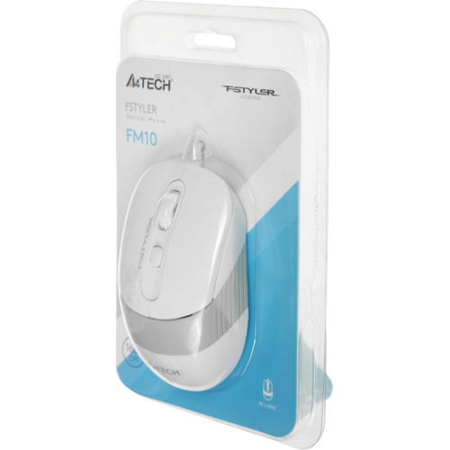 FM10WHITE Мышь A4Tech Fstyler FM10 белый/серый оптическая 1600dpi USB 4but (FM10 WHITE) фото 10 FM10WHITE Мышь A4Tech Fstyler FM10 белый/серый оптическая 1600dpi USB 4but (FM10 WHITE) фото 10
