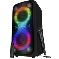 SV-022686 SVEN PS-1000, черный, акустическая система 2.0, мощность 2x80 Вт (RMS), Bluetooth, TWS, FM, USB, LED-дисплей, встроенный аккумулятор