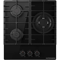 Варочная поверхность Kuppersberg/ Варочная поверхность Kuppersberg, газ, High-Tech, 45 см, автоматический электроподжиг, газ-контроль, форсунки под сжиженый газ, SABAF конфорки, чугунные решетки, цвет черный, цвет фурнитуры черный