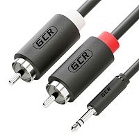 GCR-51728 GCR PRO Кабель-переходник 10.0m аудио jack 3,5mm / 2 х RCA, М/М, GOLD, черный