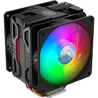 RR-212TK-18PA-R1 Кулер для процессора/ Cooler Master Hyper 212 LED Turbo ARGB (160W, 4-pin, 159mm, tower, Al/Cu, ARGB, fans: 2x120mm/62CFM/27dBA/1800rpm, 2066/2011-v3/2011/1700/1366/1200/115x/AM4/AM3+/AM3/AM2+/AM2/FM2+/FM2/FM1, ARGB Controller)