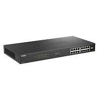 DGS-1018P/B1A Коммутатор/ DGS-1018P Конфигурируемый PoE-коммутатор, 16х1000Base-T PoE, 2x1000Base-X SFP, PoE-бюджет 240 Вт, DIP-переключатель, корпус металл