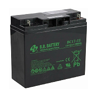 BC17-12 Батарея B.B. Battery серия BC, BC17-12, напряжение 12В, емкость 17Ач (разряд 20 часов), макс. ток разряда (5 сек.) 255А, макс. ток заряда 5.1A, свинцово-кислотная типа AGM, клеммы B1, ДxШxВ 181x76x166мм., вес 5.62кг., срок службы 5-7 лет/ B.B. Bat