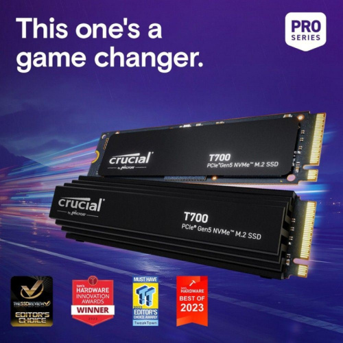 CT2000T700SSD3 Твердотельный накопитель Crucial T700 2TB PCIe Gen5 NVMe M.2 SSD CT2000T700SSD3 фото 5