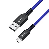 GCR-54959 GCR QC Кабель 1.2m MicroUSB быстрая зарядка, медь, в оплетке текстиль JEANS, AL case черный, 28/24 AWG