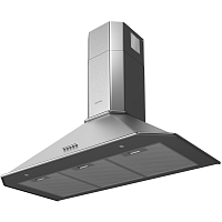 KHC9839X Вытяжка Korting/ Кухонная вытяжка, Настенная вытяжка, Ширина 90 см, Мощность: 850 м3/ч, 3 режима, Механическое кнопочное управление, Алюминиевые жировые фильтры, 2 LED лампы освещения, цвет -нержавеющая сталь, профиль рамок и кнопки - хром