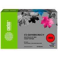 -/ Чернила Cactus CS-GI490BK/M/C/Y GI-490 многоцветный набор 4x100мл для Canon Pixma G1400/G2400/G3400