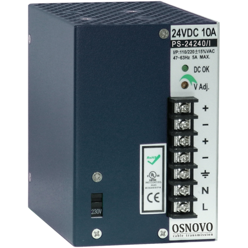 PS-24240/I Блок питания/ OSNOVO Промышленный блок питания. DC24V, 10A (240W). Диапазон входных напряжений: AC195-265V